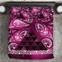 Matariki New Zealand Bedding Set NZ Niho Taniwha Maori New Year Pink Galaxy