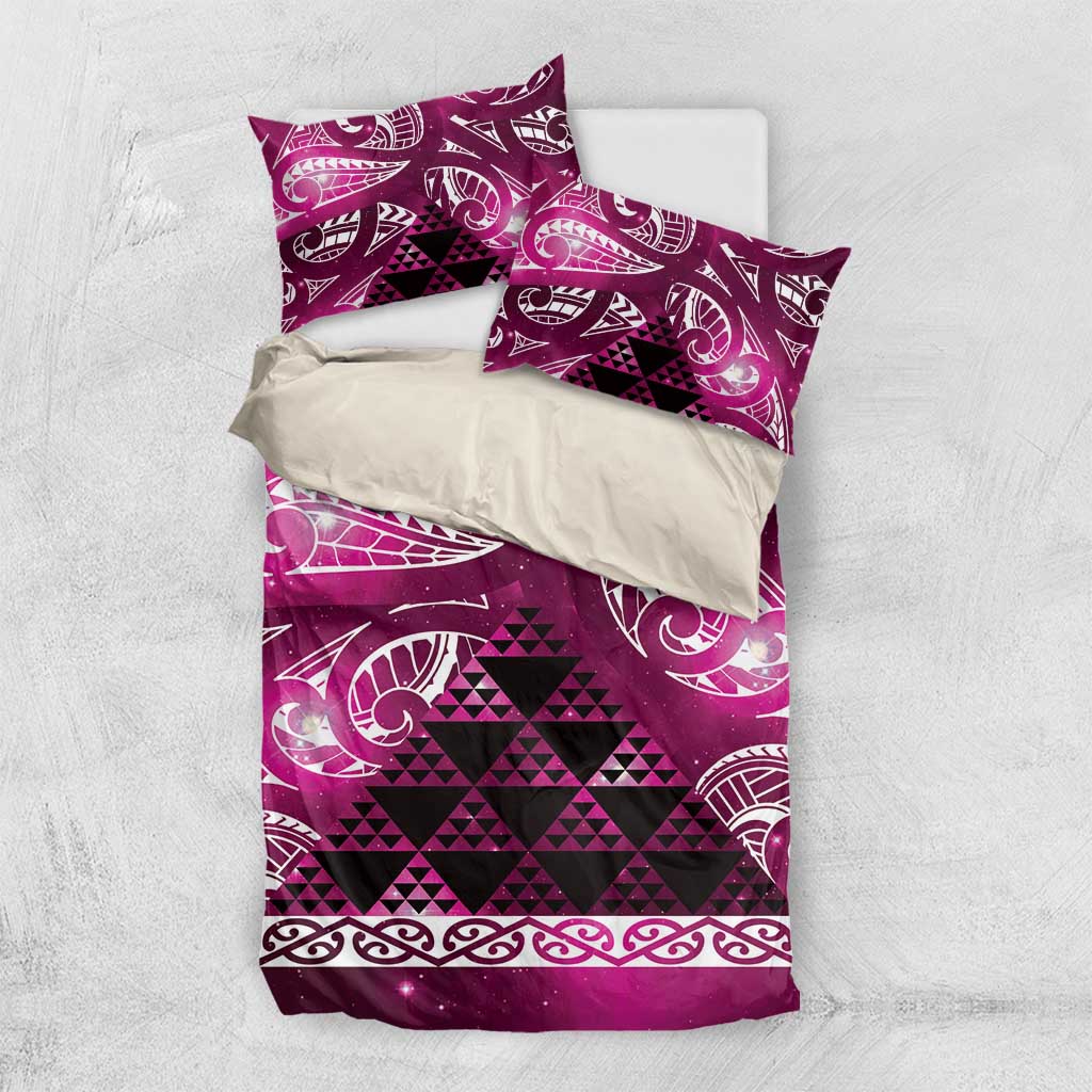 Matariki New Zealand Bedding Set NZ Niho Taniwha Maori New Year Pink Galaxy