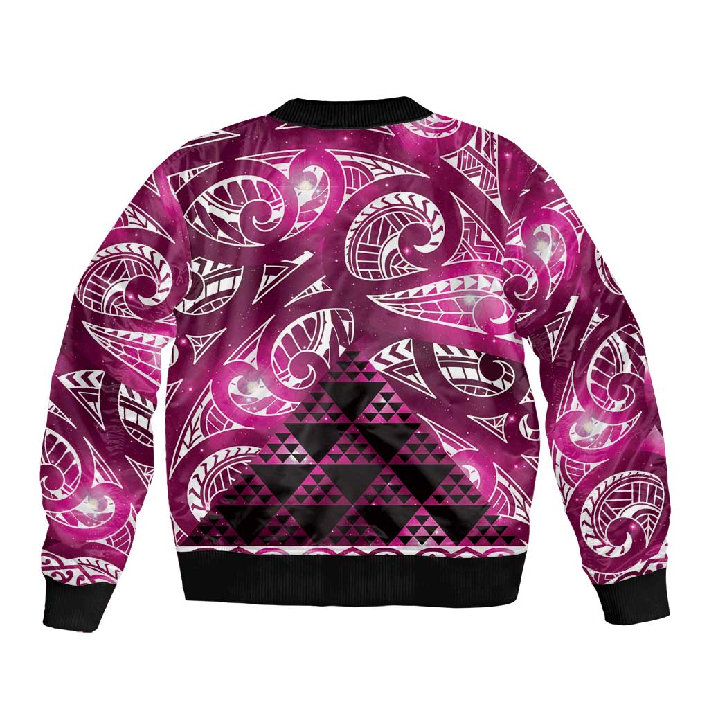 Matariki New Zealand Bomber Jacket NZ Niho Taniwha Maori New Year Pink Galaxy LT14 - Polynesian Pride