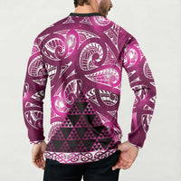 Matariki New Zealand Button Sweatshirt NZ Niho Taniwha Maori New Year Pink Galaxy LT14 - Polynesian Pride