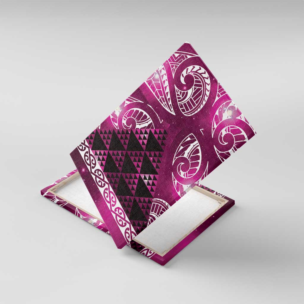 Matariki New Zealand Canvas Wall Art NZ Niho Taniwha Maori New Year Pink Galaxy LT14 With Frame Pink - Polynesian Pride