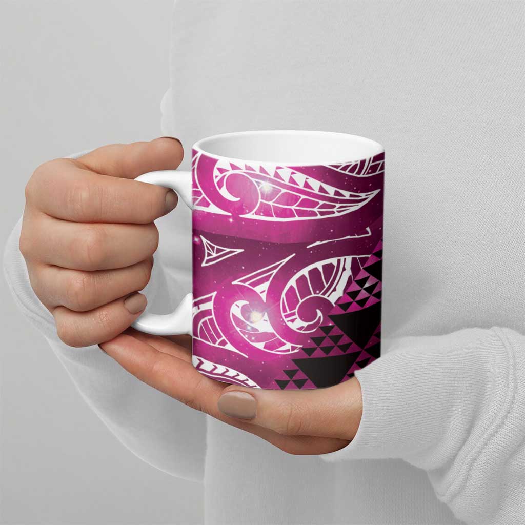 Matariki New Zealand Ceramic Mug NZ Niho Taniwha Maori New Year Pink Galaxy