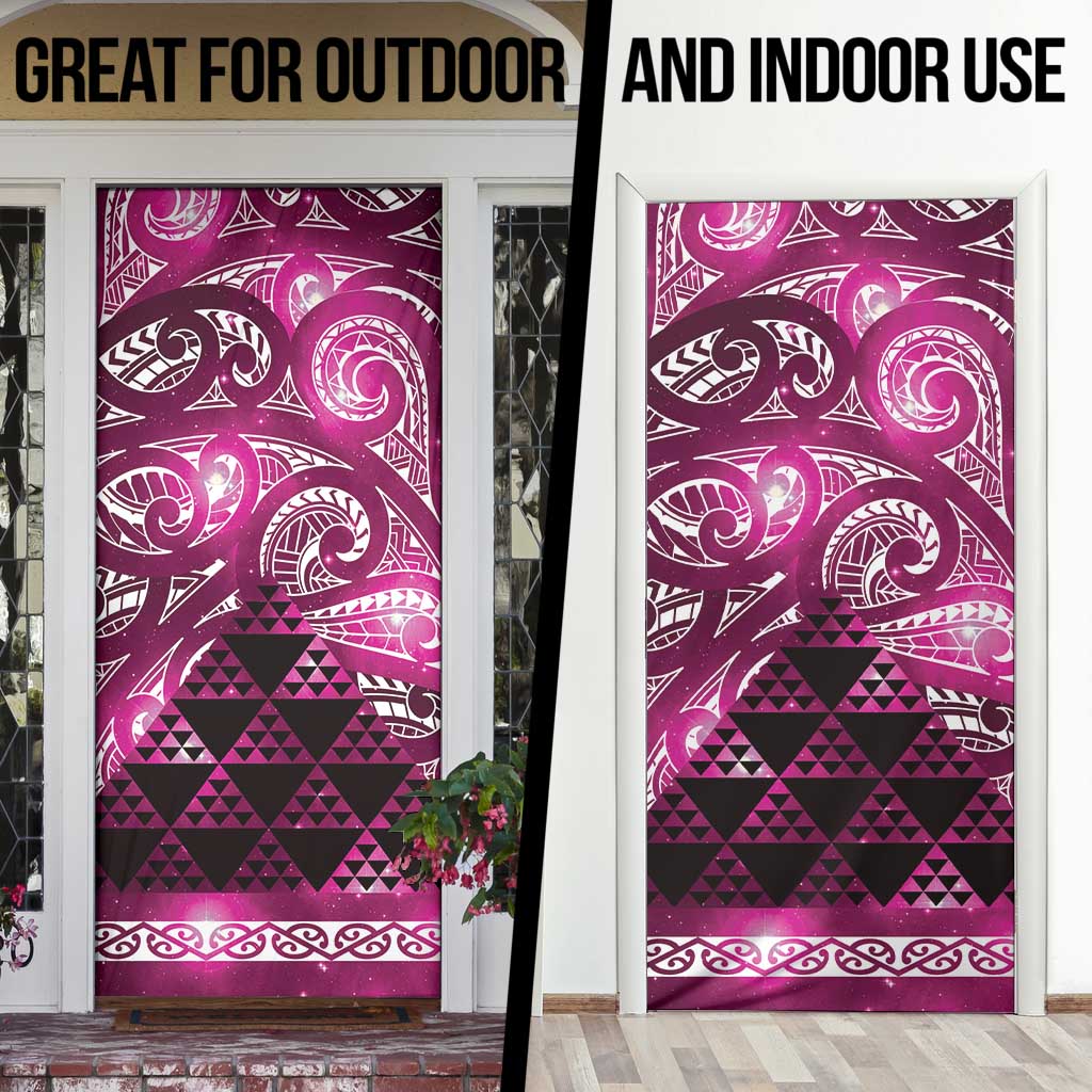 Matariki New Zealand Door Cover NZ Niho Taniwha Maori New Year Pink Galaxy LT14 - Polynesian Pride