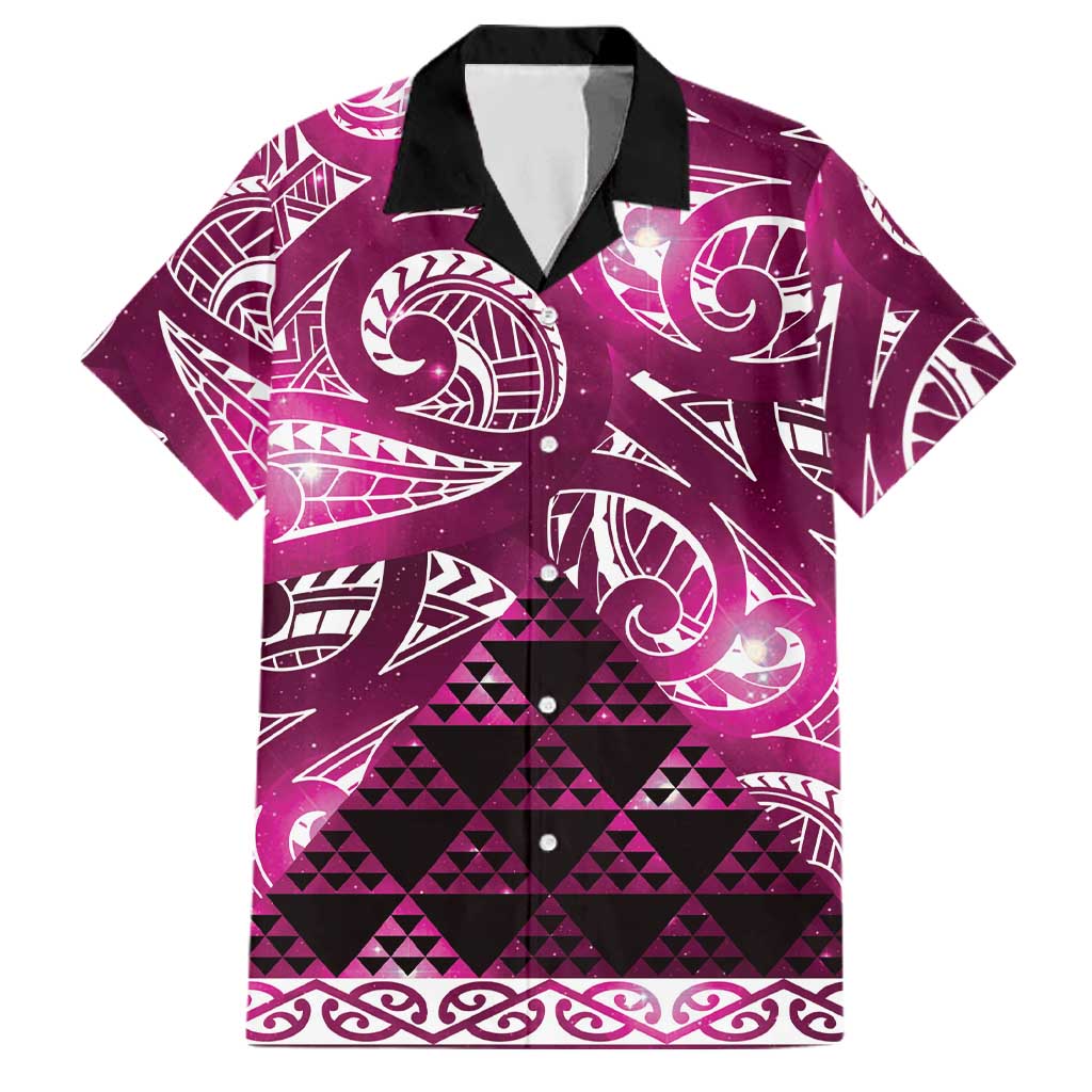 Matariki New Zealand Family Matching Puletasi and Hawaiian Shirt NZ Niho Taniwha Maori New Year Pink Galaxy