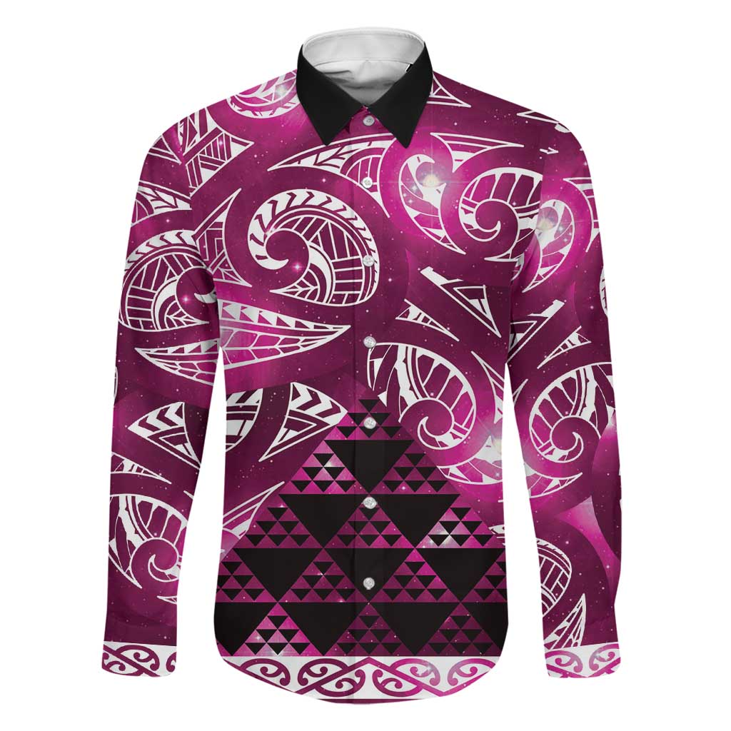 Matariki New Zealand Family Matching Puletasi and Hawaiian Shirt NZ Niho Taniwha Maori New Year Pink Galaxy