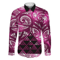 Matariki New Zealand Family Matching Puletasi and Hawaiian Shirt NZ Niho Taniwha Maori New Year Pink Galaxy
