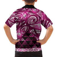Matariki New Zealand Family Matching Tank Maxi Dress and Hawaiian Shirt NZ Niho Taniwha Maori New Year Pink Galaxy