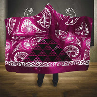 Matariki New Zealand Hooded Blanket NZ Niho Taniwha Maori New Year Pink Galaxy LT14 - Polynesian Pride