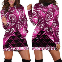 Matariki New Zealand Hoodie Dress NZ Niho Taniwha Maori New Year Pink Galaxy