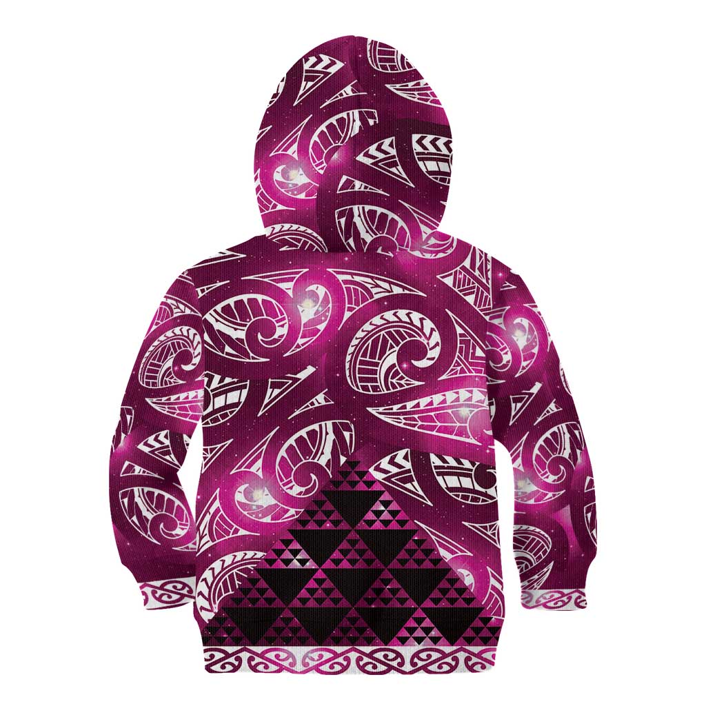 Matariki New Zealand Kid Hoodie NZ Niho Taniwha Maori New Year Pink Galaxy