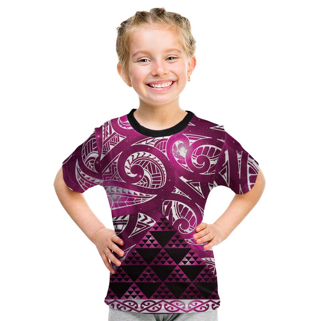 Matariki New Zealand Kid T Shirt NZ Niho Taniwha Maori New Year Pink Galaxy