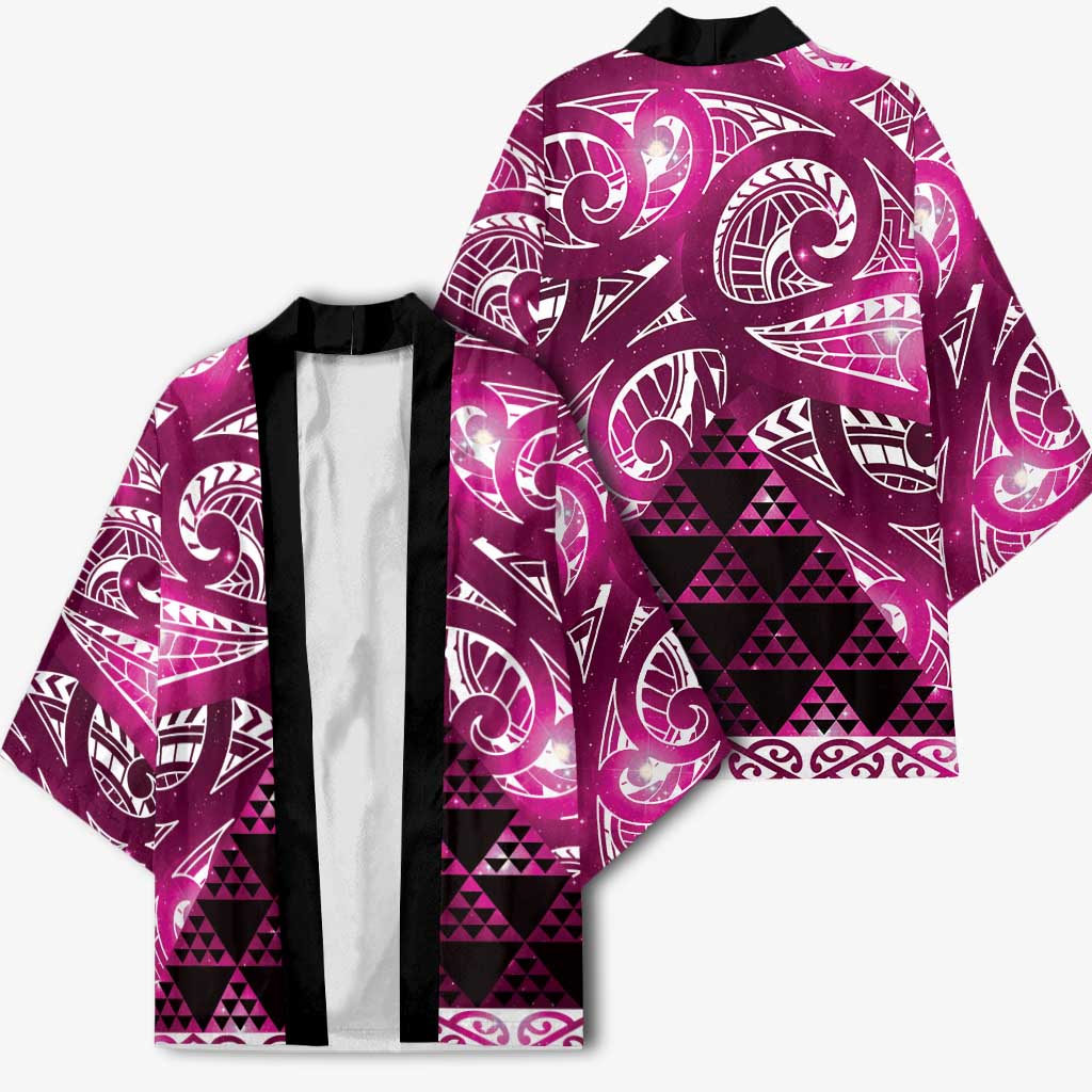 Matariki New Zealand Kimono NZ Niho Taniwha Maori New Year Pink Galaxy LT14 - Polynesian Pride