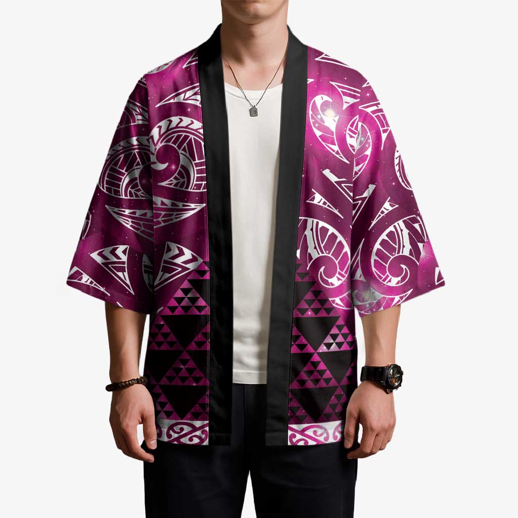 Matariki New Zealand Kimono NZ Niho Taniwha Maori New Year Pink Galaxy LT14 - Polynesian Pride