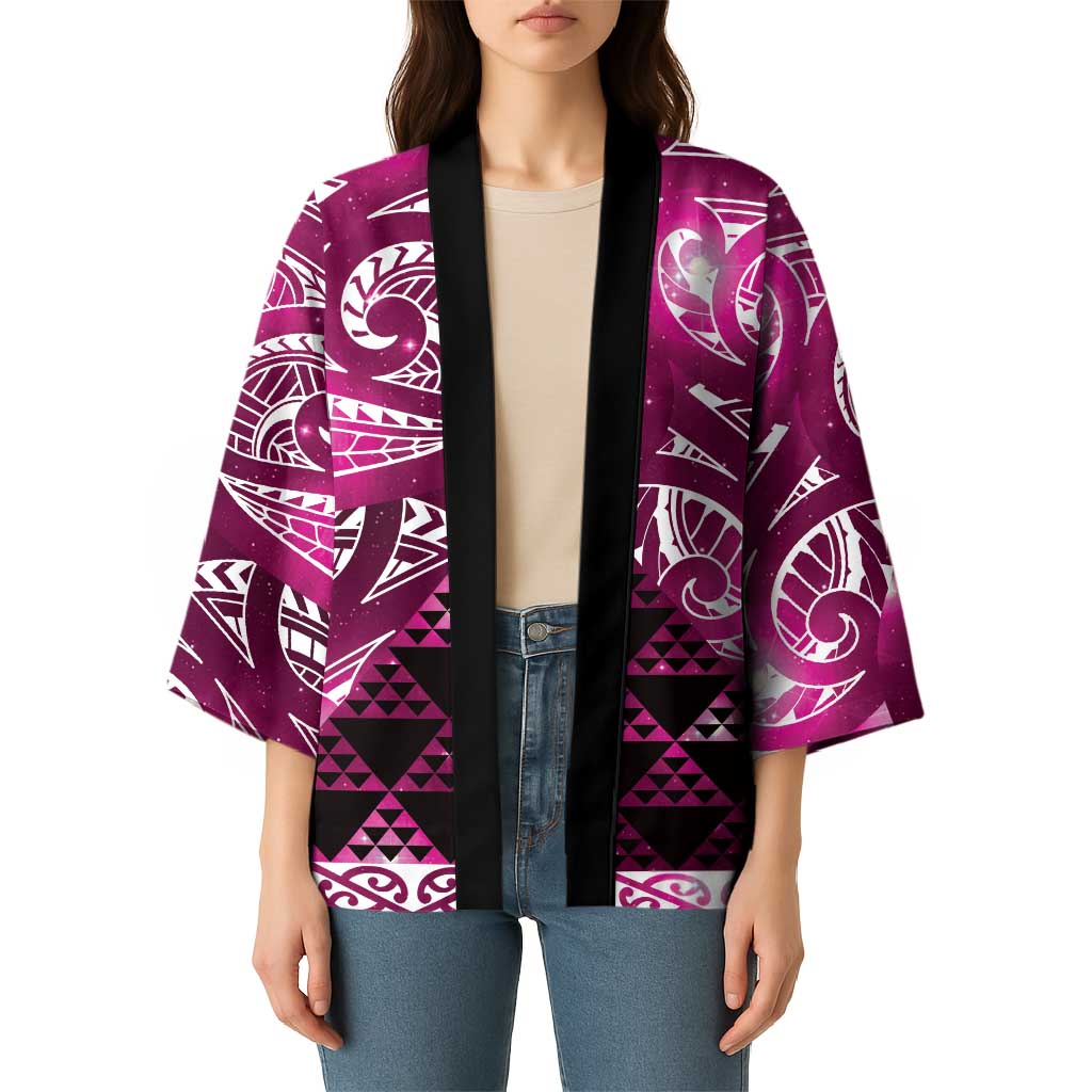 Matariki New Zealand Kimono NZ Niho Taniwha Maori New Year Pink Galaxy LT14 - Polynesian Pride