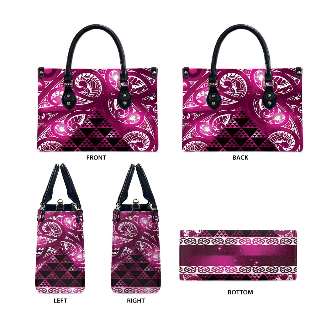 Matariki New Zealand Leather Bag NZ Niho Taniwha Maori New Year Pink Galaxy LT14 - Polynesian Pride