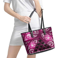 Matariki New Zealand Leather Tote Bag NZ Niho Taniwha Maori New Year Pink Galaxy LT14 - Polynesian Pride