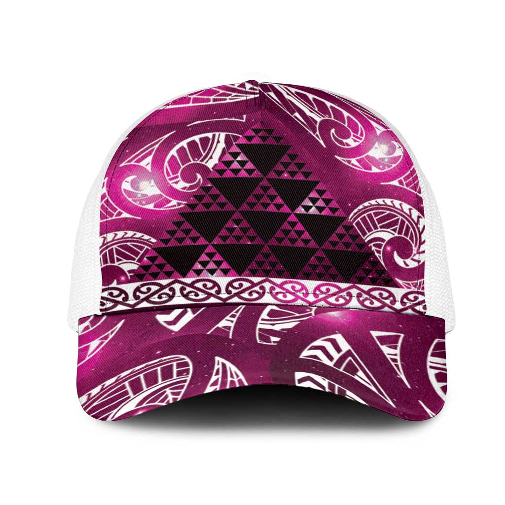 Matariki New Zealand Mesh Trucker Cap NZ Niho Taniwha Maori New Year Pink Galaxy