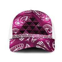 Matariki New Zealand Mesh Trucker Cap NZ Niho Taniwha Maori New Year Pink Galaxy LT14 One Size White Pink - Polynesian Pride