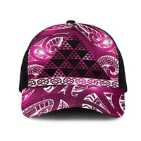 Matariki New Zealand Mesh Trucker Cap NZ Niho Taniwha Maori New Year Pink Galaxy LT14 One Size Black Pink - Polynesian Pride