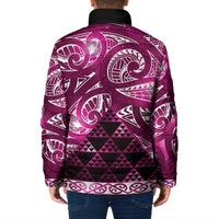Matariki New Zealand Padded Jacket NZ Niho Taniwha Maori New Year Pink Galaxy LT14 - Polynesian Pride