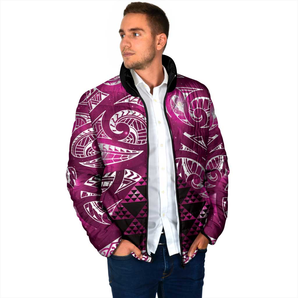Matariki New Zealand Padded Jacket NZ Niho Taniwha Maori New Year Pink Galaxy LT14 - Polynesian Pride