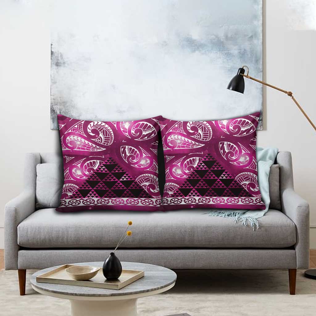 Matariki New Zealand Pillow Cover NZ Niho Taniwha Maori New Year Pink Galaxy LT14 - Polynesian Pride