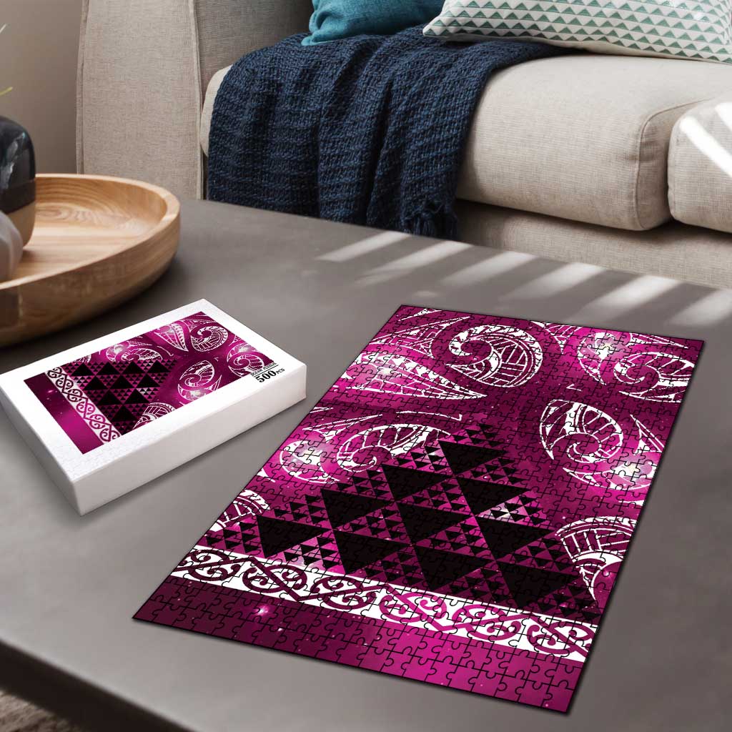 Matariki New Zealand Puzzle NZ Niho Taniwha Maori New Year Pink Galaxy LT14 - Polynesian Pride