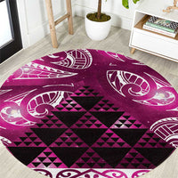 Matariki New Zealand Round Carpet NZ Niho Taniwha Maori New Year Pink Galaxy LT14 Pink - Polynesian Pride