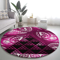 Matariki New Zealand Round Carpet NZ Niho Taniwha Maori New Year Pink Galaxy LT14 - Polynesian Pride