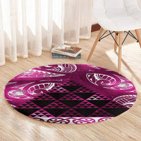 Matariki New Zealand Round Carpet NZ Niho Taniwha Maori New Year Pink Galaxy LT14 - Polynesian Pride