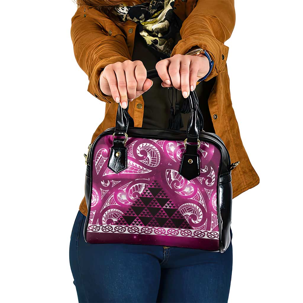 Matariki New Zealand Shoulder Handbag NZ Niho Taniwha Maori New Year Pink Galaxy LT14 One Size Pink - Polynesian Pride