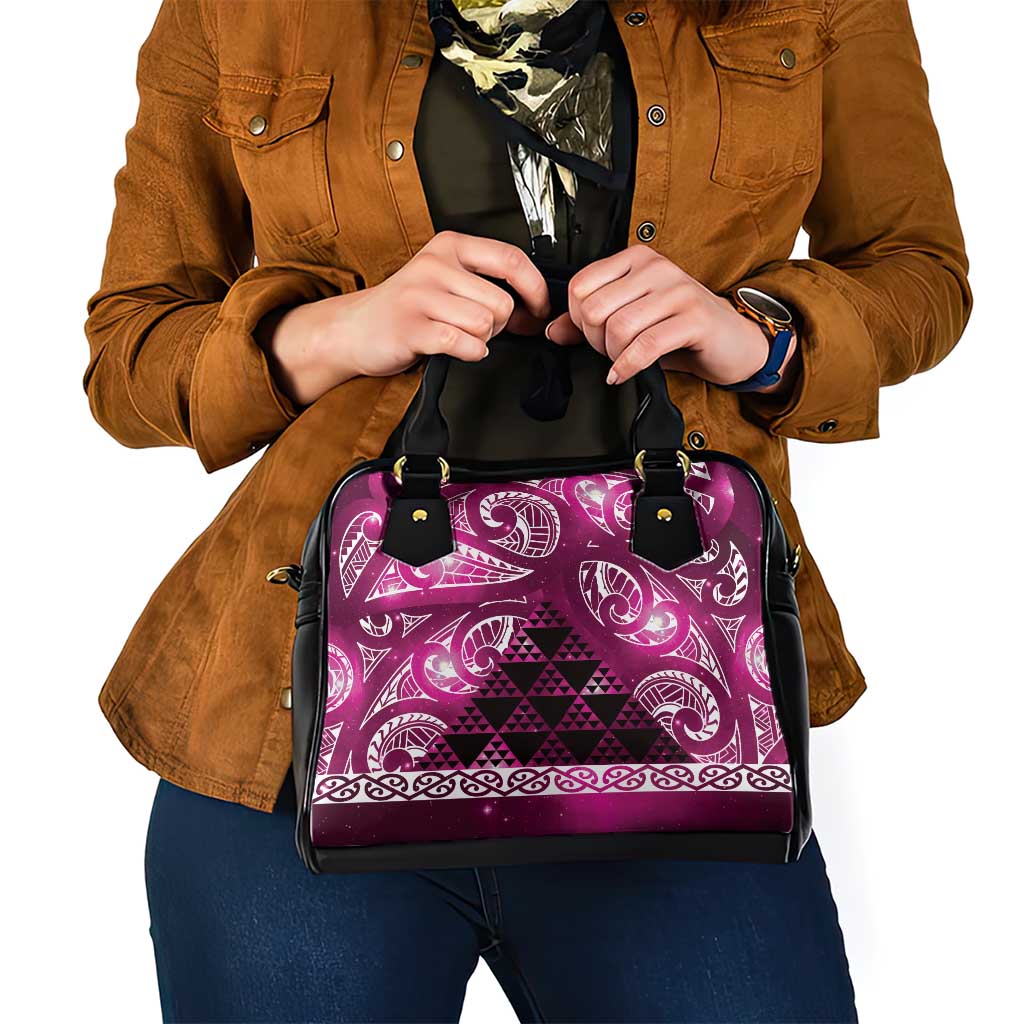 Matariki New Zealand Shoulder Handbag NZ Niho Taniwha Maori New Year Pink Galaxy LT14 - Polynesian Pride