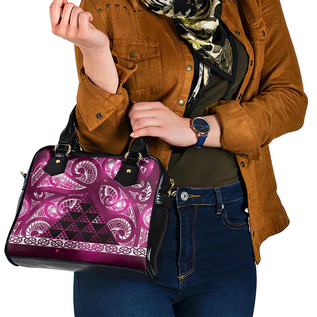 Matariki New Zealand Shoulder Handbag NZ Niho Taniwha Maori New Year Pink Galaxy LT14 - Polynesian Pride