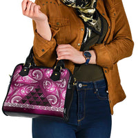 Matariki New Zealand Shoulder Handbag NZ Niho Taniwha Maori New Year Pink Galaxy LT14 - Polynesian Pride