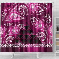 Matariki New Zealand Shower Curtain NZ Niho Taniwha Maori New Year Pink Galaxy LT14 - Polynesian Pride
