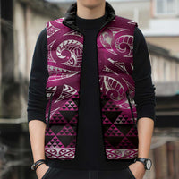 Matariki New Zealand Sleeveless Puffer Jacket NZ Niho Taniwha Maori New Year Pink Galaxy LT14 - Polynesian Pride