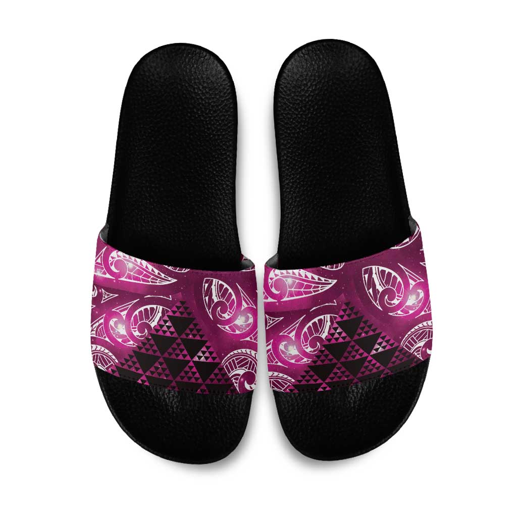 Matariki New Zealand Slide Sandals NZ Niho Taniwha Maori New Year Pink Galaxy LT14 Pink - Polynesian Pride