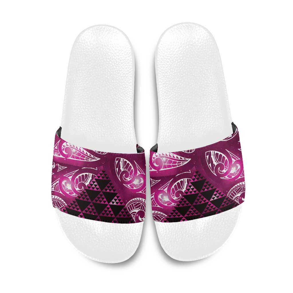 Matariki New Zealand Slide Sandals NZ Niho Taniwha Maori New Year Pink Galaxy LT14 Pink - Polynesian Pride