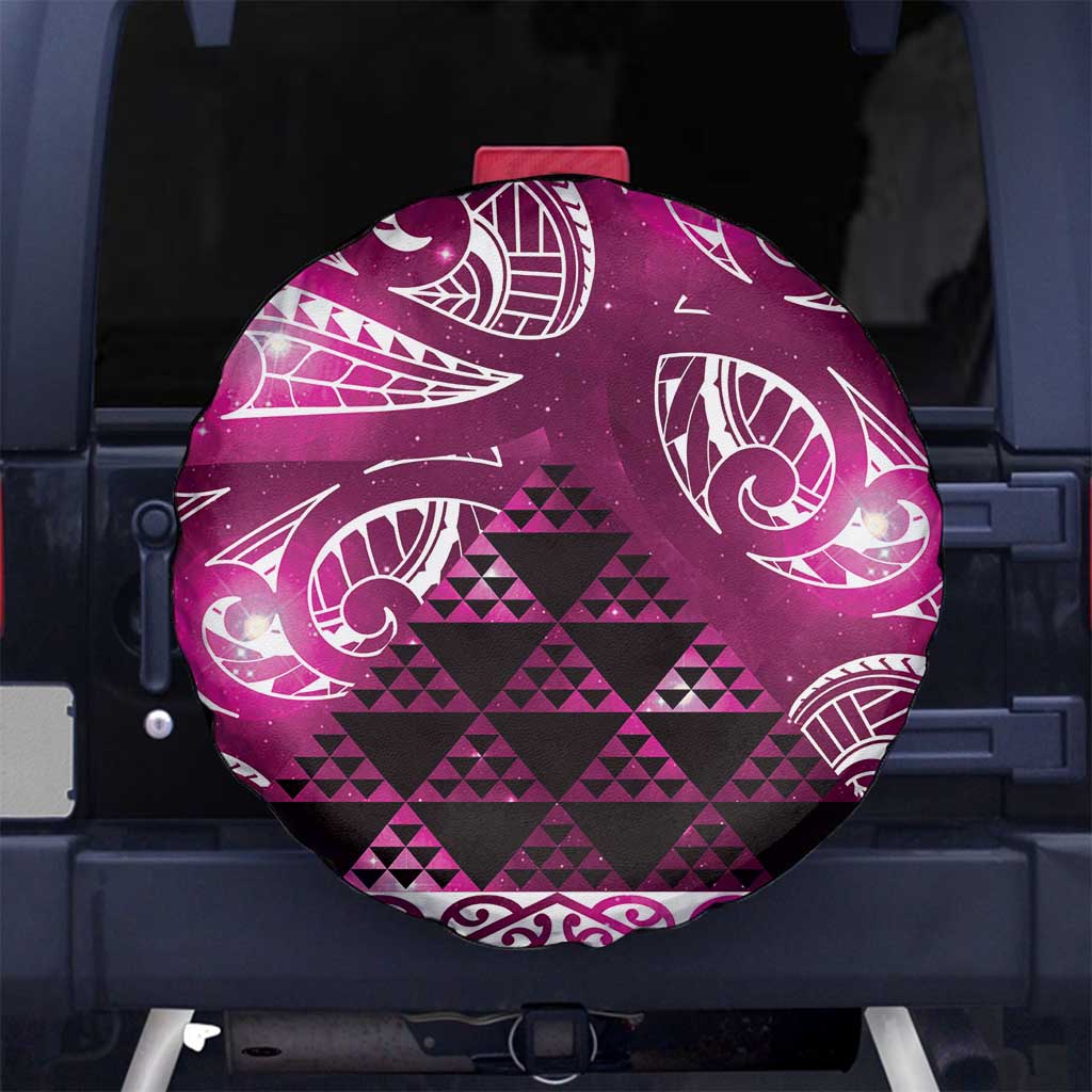 Matariki New Zealand Spare Tire Cover NZ Niho Taniwha Maori New Year Pink Galaxy LT14 No hole Pink - Polynesian Pride