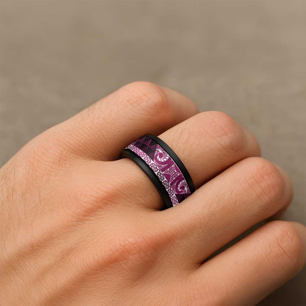 Matariki New Zealand Spinner Ring NZ Niho Taniwha Maori New Year Pink Galaxy