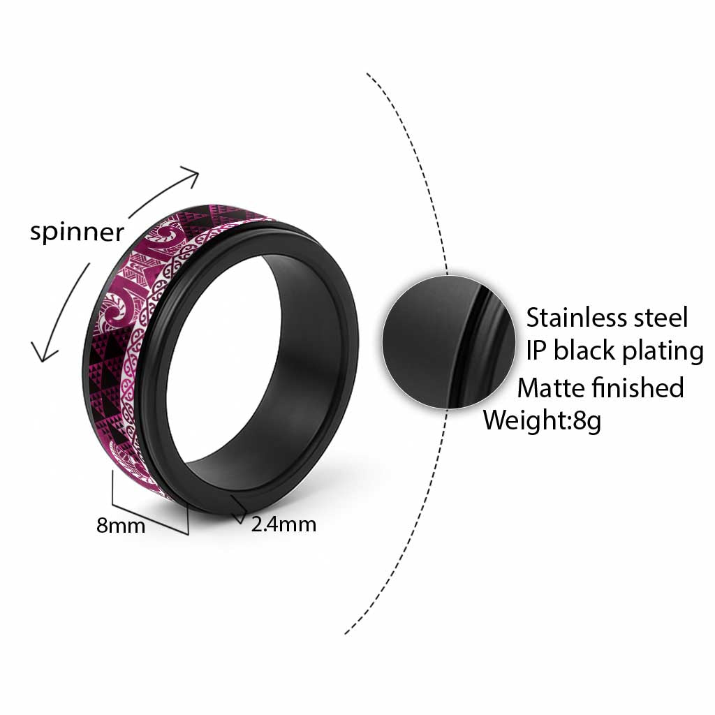 Matariki New Zealand Spinner Ring NZ Niho Taniwha Maori New Year Pink Galaxy