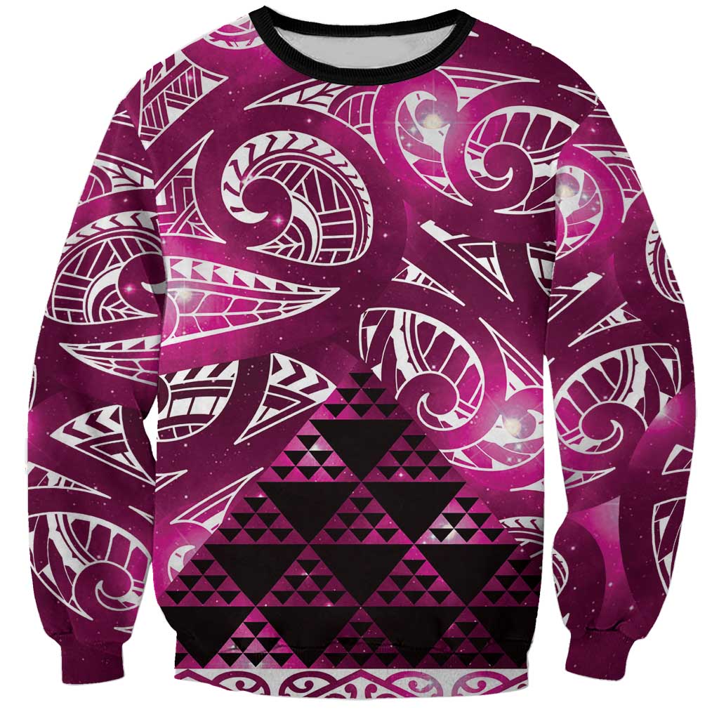 Matariki New Zealand Sweatshirt NZ Niho Taniwha Maori New Year Pink Galaxy LT14 Unisex Pink - Polynesian Pride