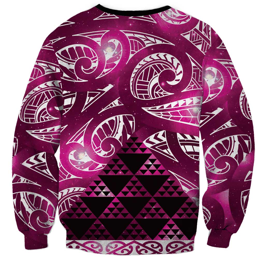 Matariki New Zealand Sweatshirt NZ Niho Taniwha Maori New Year Pink Galaxy LT14 - Polynesian Pride