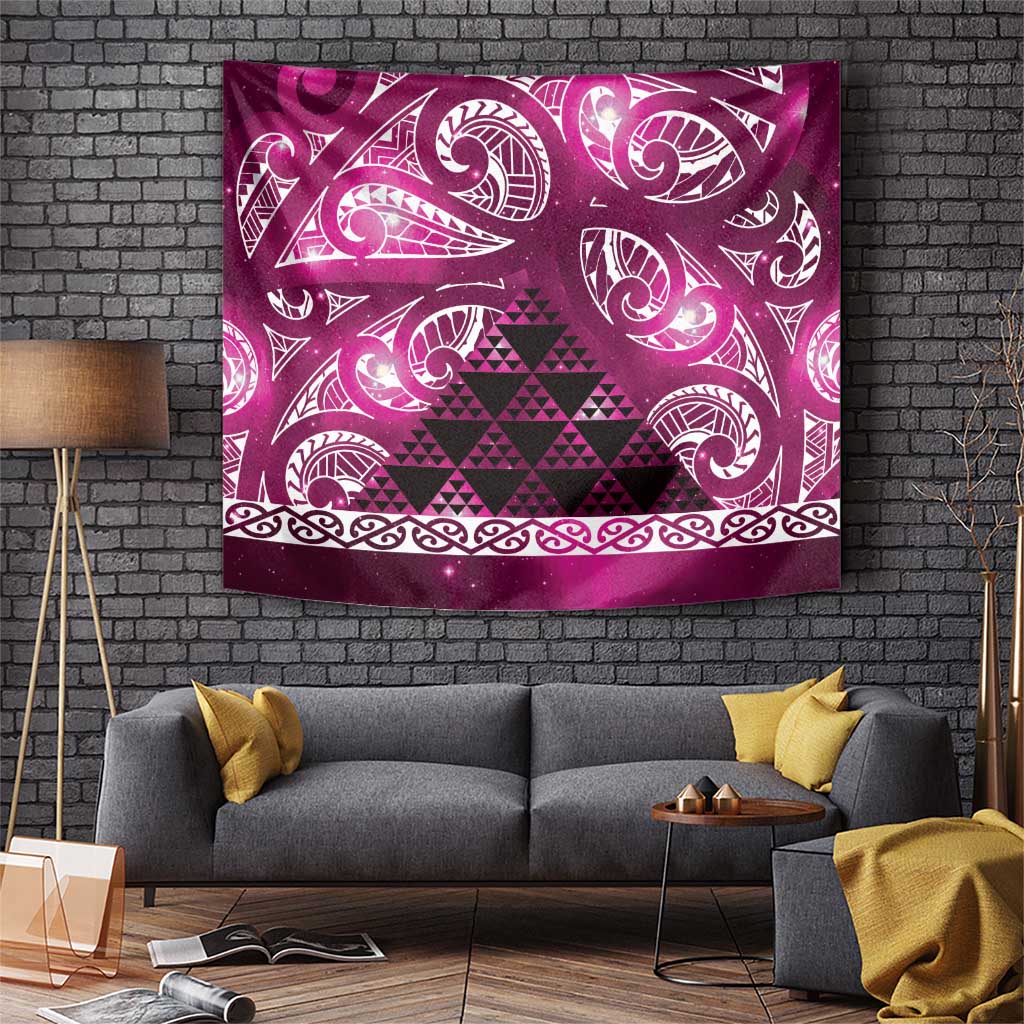 Matariki New Zealand Tapestry NZ Niho Taniwha Maori New Year Pink Galaxy LT14 Pink - Polynesian Pride