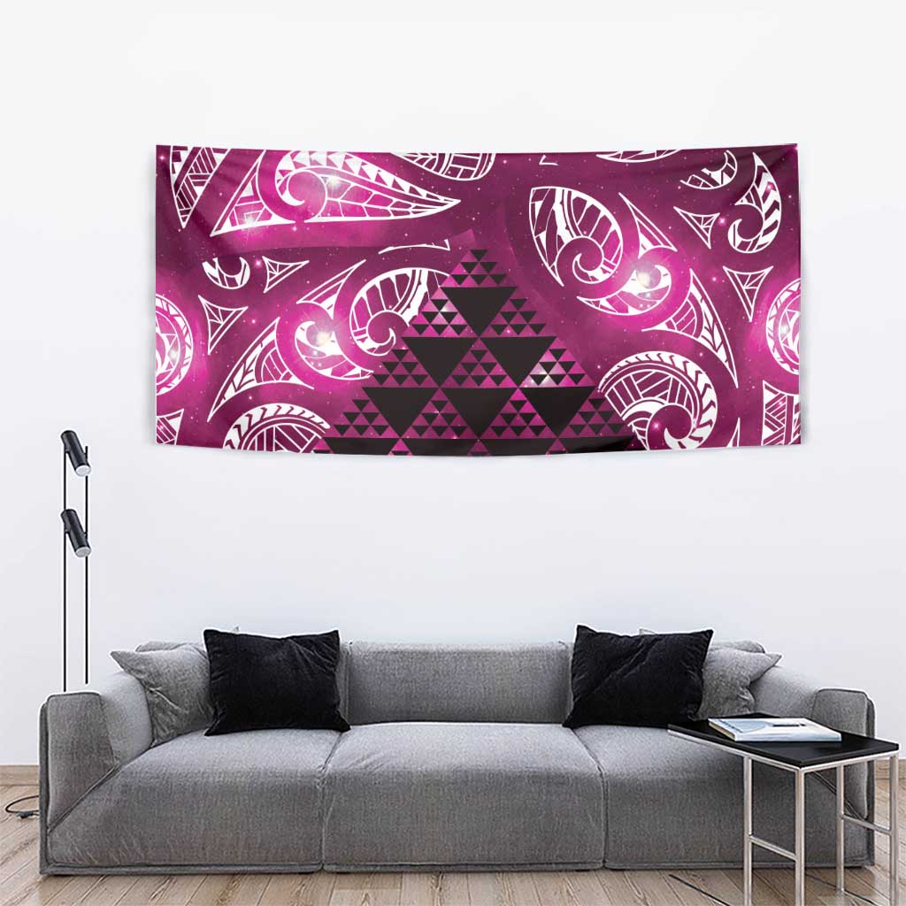 Matariki New Zealand Tapestry NZ Niho Taniwha Maori New Year Pink Galaxy LT14 - Polynesian Pride