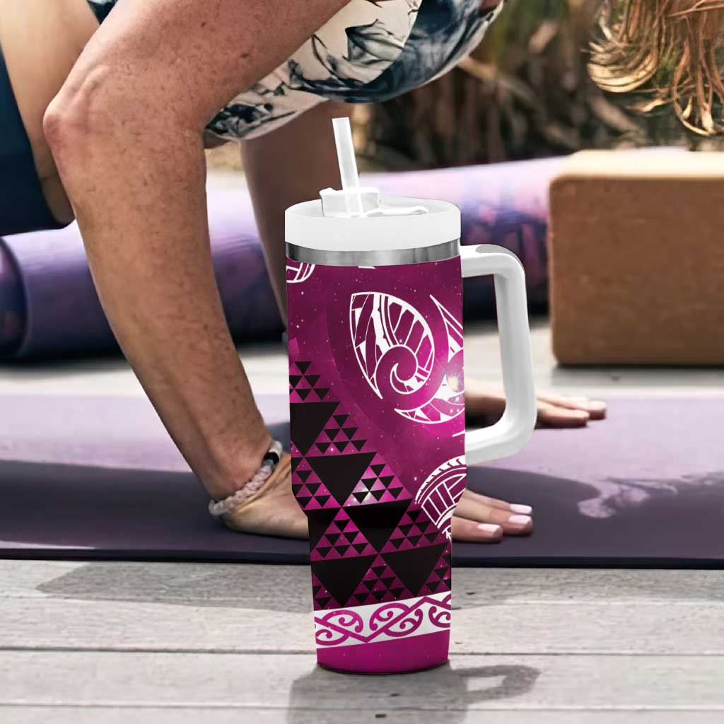 Matariki New Zealand Tumbler With Handle NZ Niho Taniwha Maori New Year Pink Galaxy