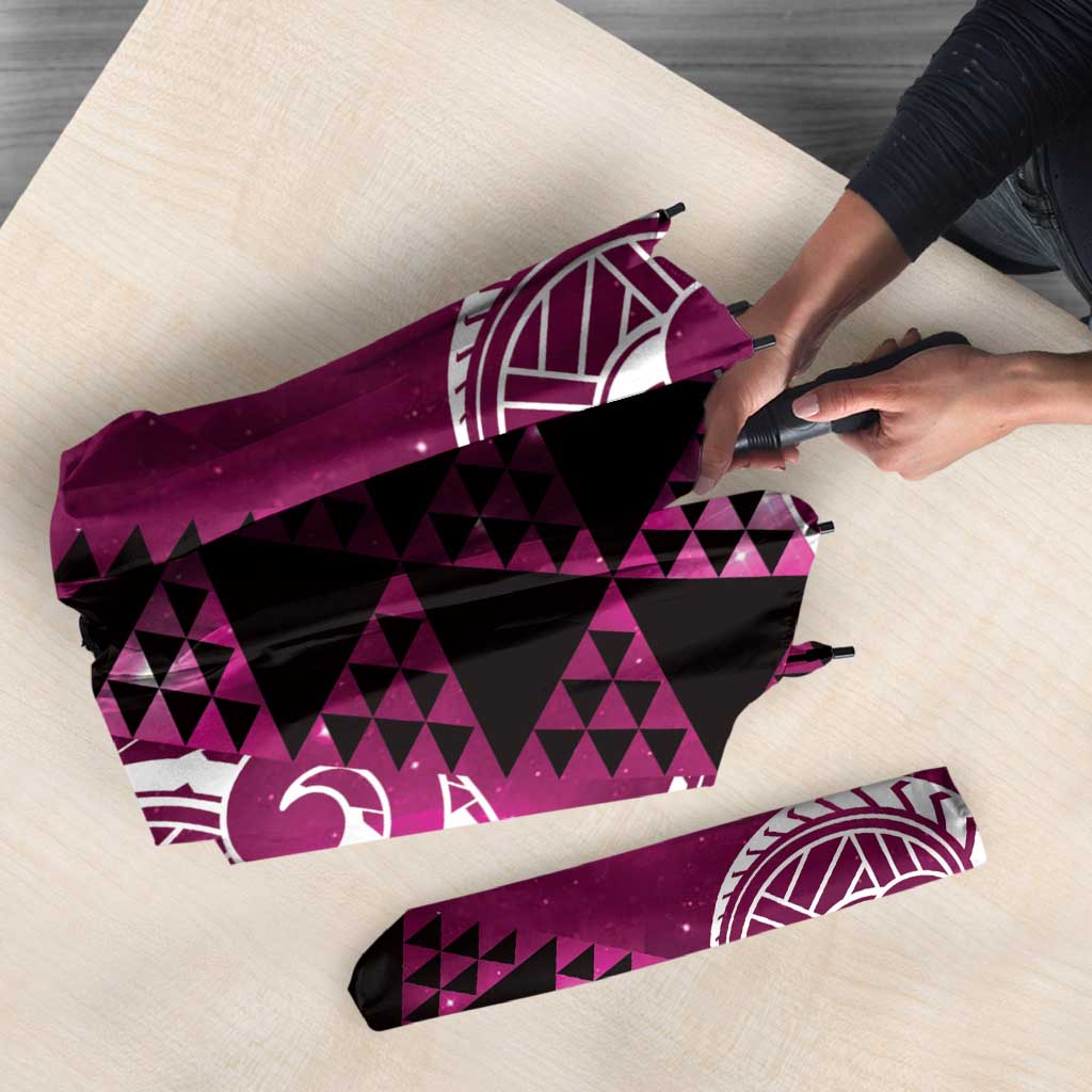 Matariki New Zealand Umbrella NZ Niho Taniwha Maori New Year Pink Galaxy LT14 - Polynesian Pride