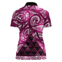 Matariki New Zealand Women Polo Shirt NZ Niho Taniwha Maori New Year Pink Galaxy
