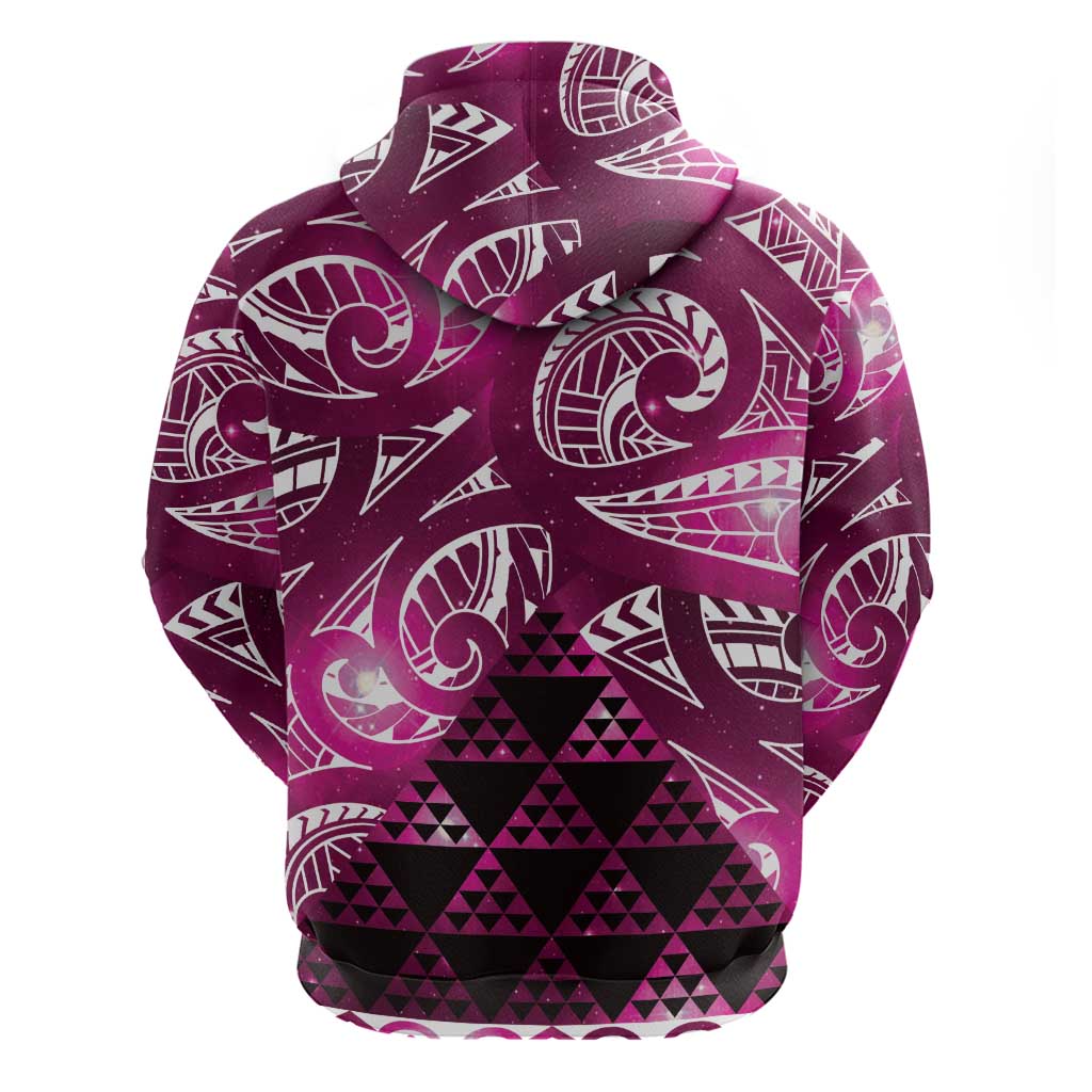 Matariki New Zealand Zip Hoodie NZ Niho Taniwha Maori New Year Pink Galaxy LT14 - Polynesian Pride