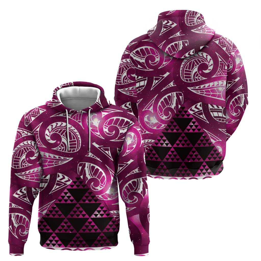 Matariki New Zealand Zip Hoodie NZ Niho Taniwha Maori New Year Pink Galaxy LT14 - Polynesian Pride